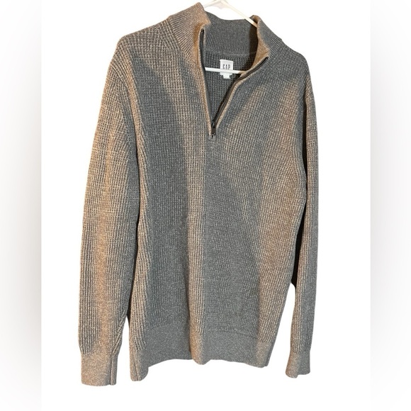 Cozy Mock-Neck Quarter-Zip Henley preppy old money waffle Chunky knit sweater LG - Picture 1 of 8